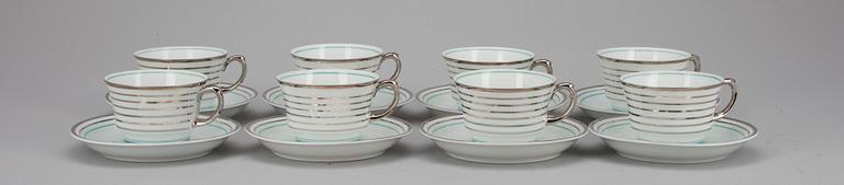 KAFFESERVIS, 35 delar, porslin, "Silverrand", Greta Lisa Jäderholm-Snellman, Arabia.