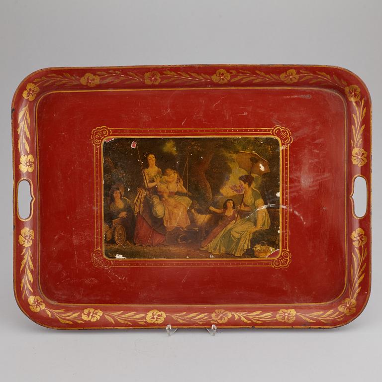 A 19th century metal tray.