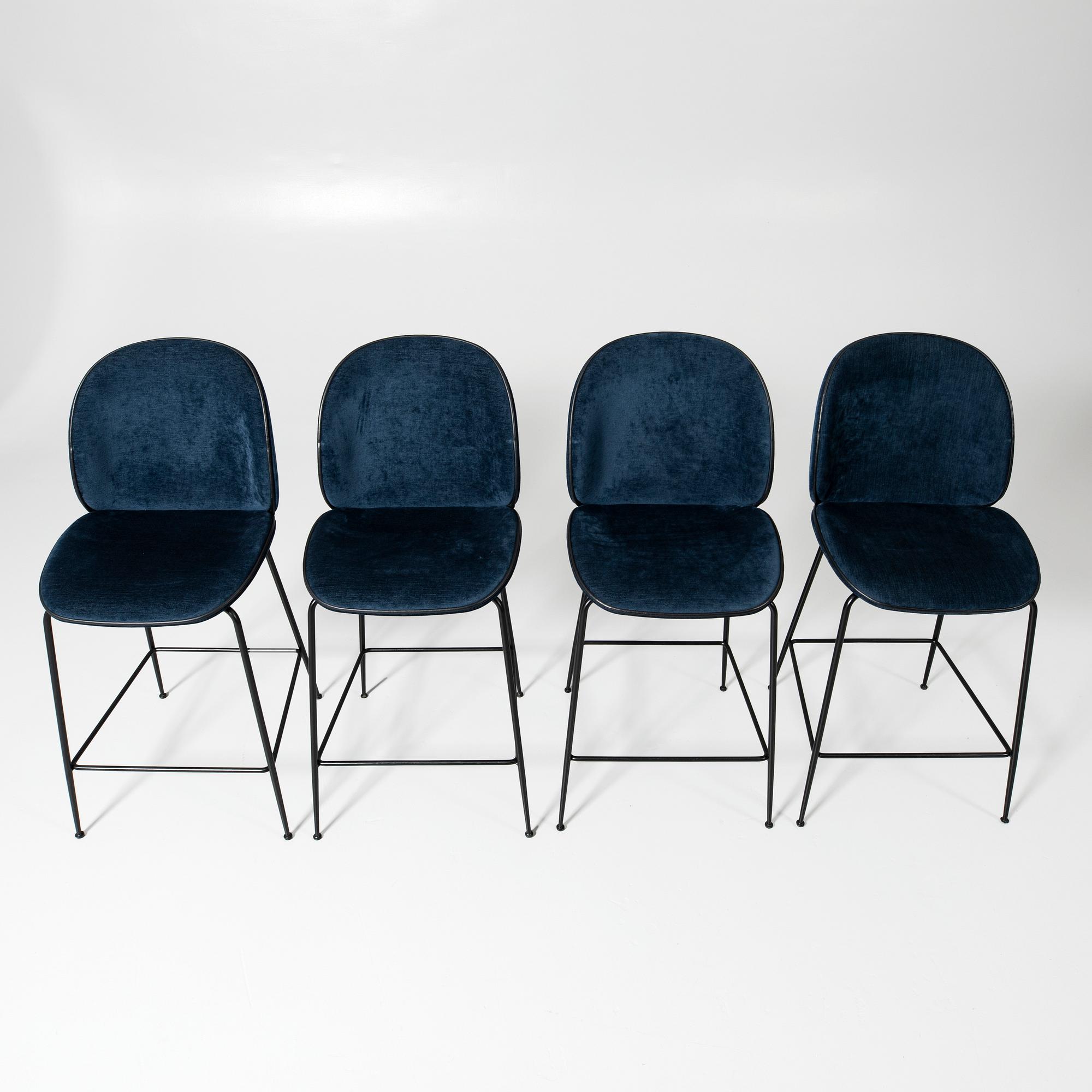 GamFratesi, barstolar, 4 st, "Bettle", Gubi, modern tillverkning.