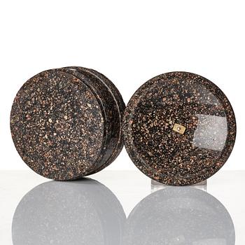 A Swedish Empire 19th century porphyry butter box.