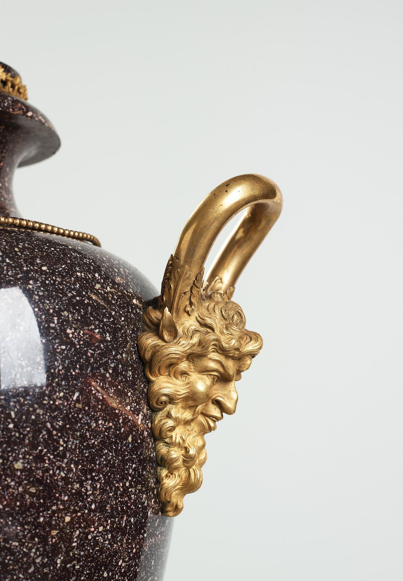 A late Gustavian circa 1800 porphyry and ormolu Vase by Court bronze chaser and gilder F.L. Rung (1758-1837) not signed.
