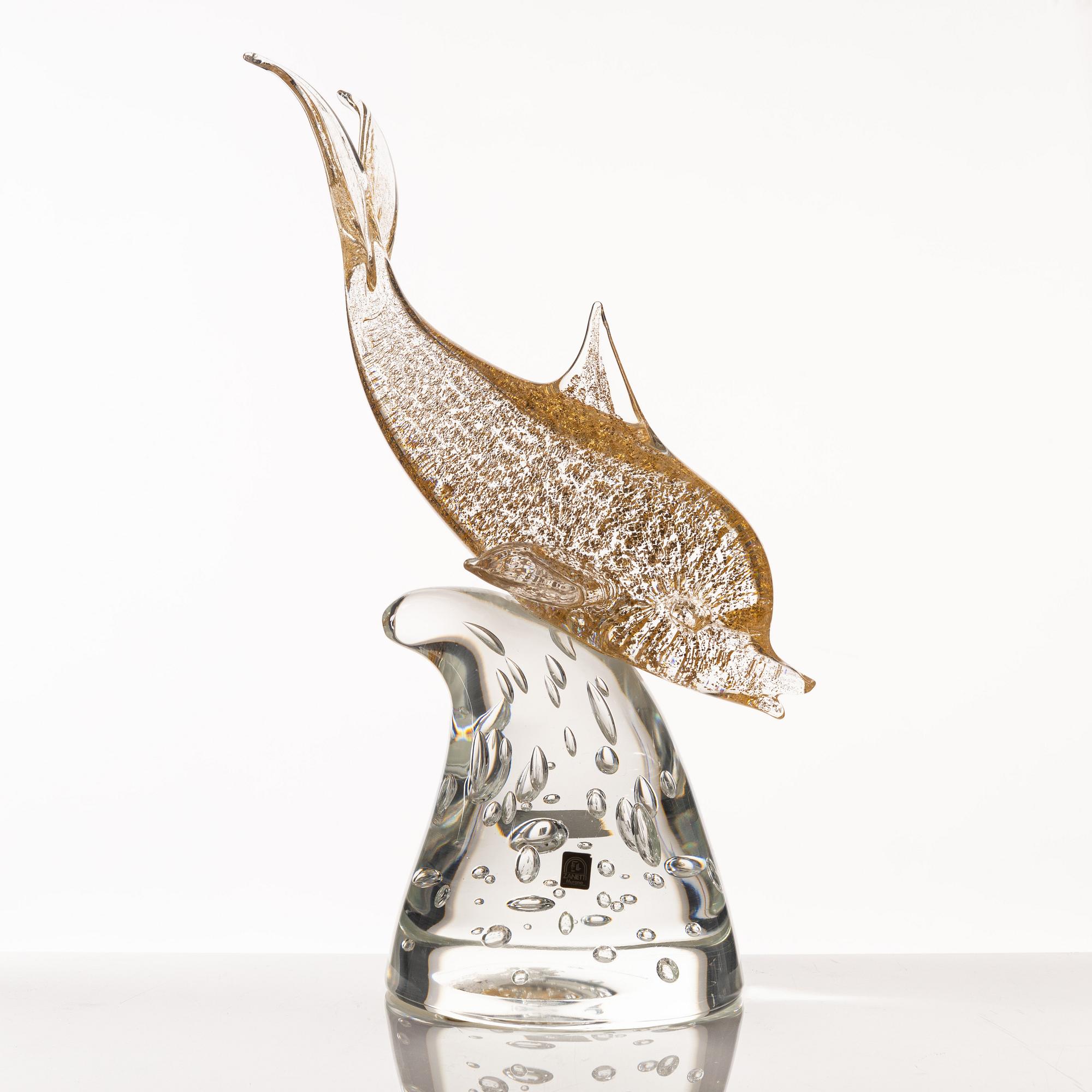 Oscar Zanotti, a dolphin glass sculpture, Zanotti, Murano, Italy.