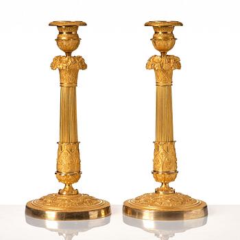 A pair of French Empire candlesticks, beginning of the 1800's.