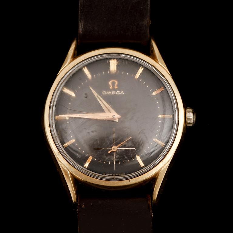 HERRARMBANDSUR, guld på stål, Omega, 1900-talets mitt.