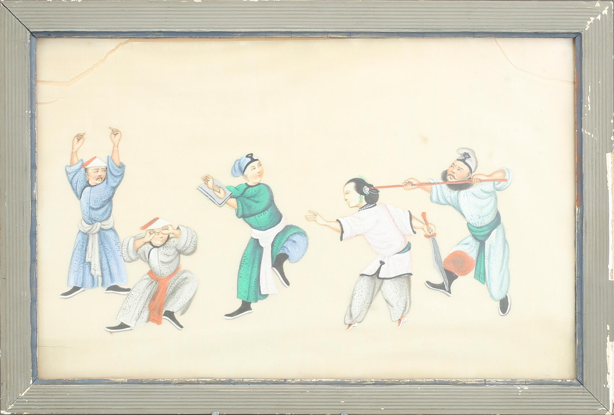 OKÄND KONSTNÄR, 4 st, gouacher på märgpapper, Kina, Qing dynastin, 1800-tal.