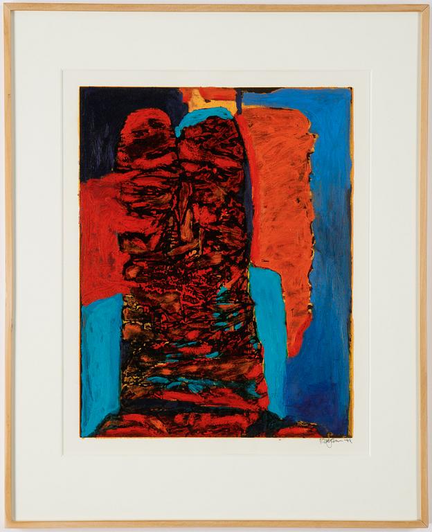 Rolf Hanson, oil on print, signed and dated -93.
