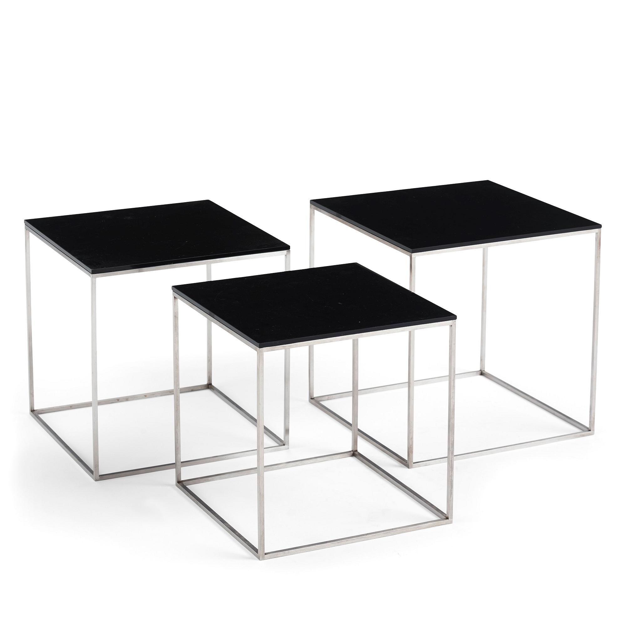 Poul Kjaerholm, a three-piece 'PK-71' nesting table, Fritz Hansen, Denmark, 2014.