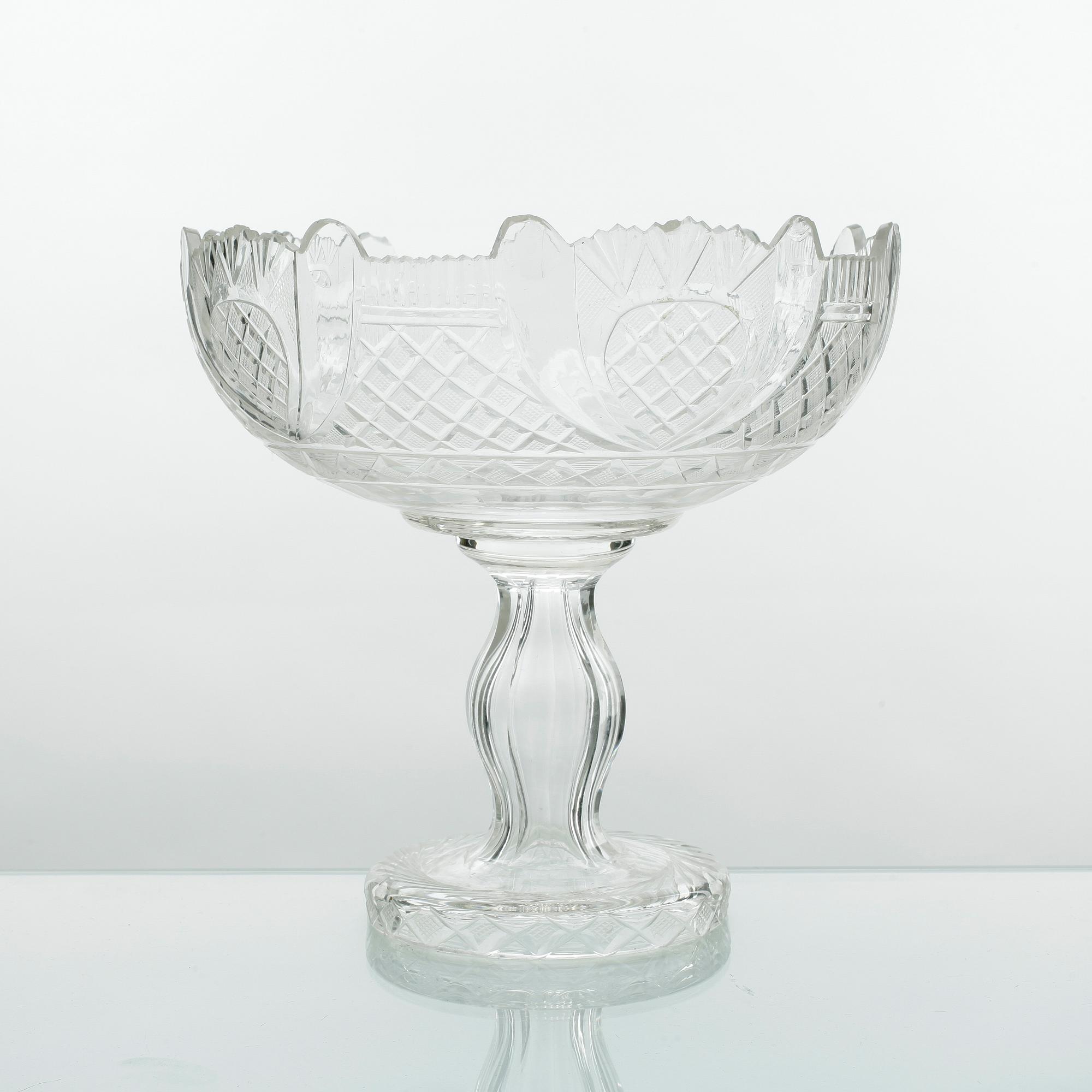 SKÅL PÅ FOT, kristall, sent 1800-tal.