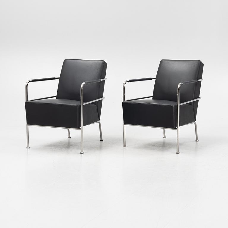 A pair of leather upholstered 'Cinema' Easy chairs by Gunilla Allard for Lammhults.