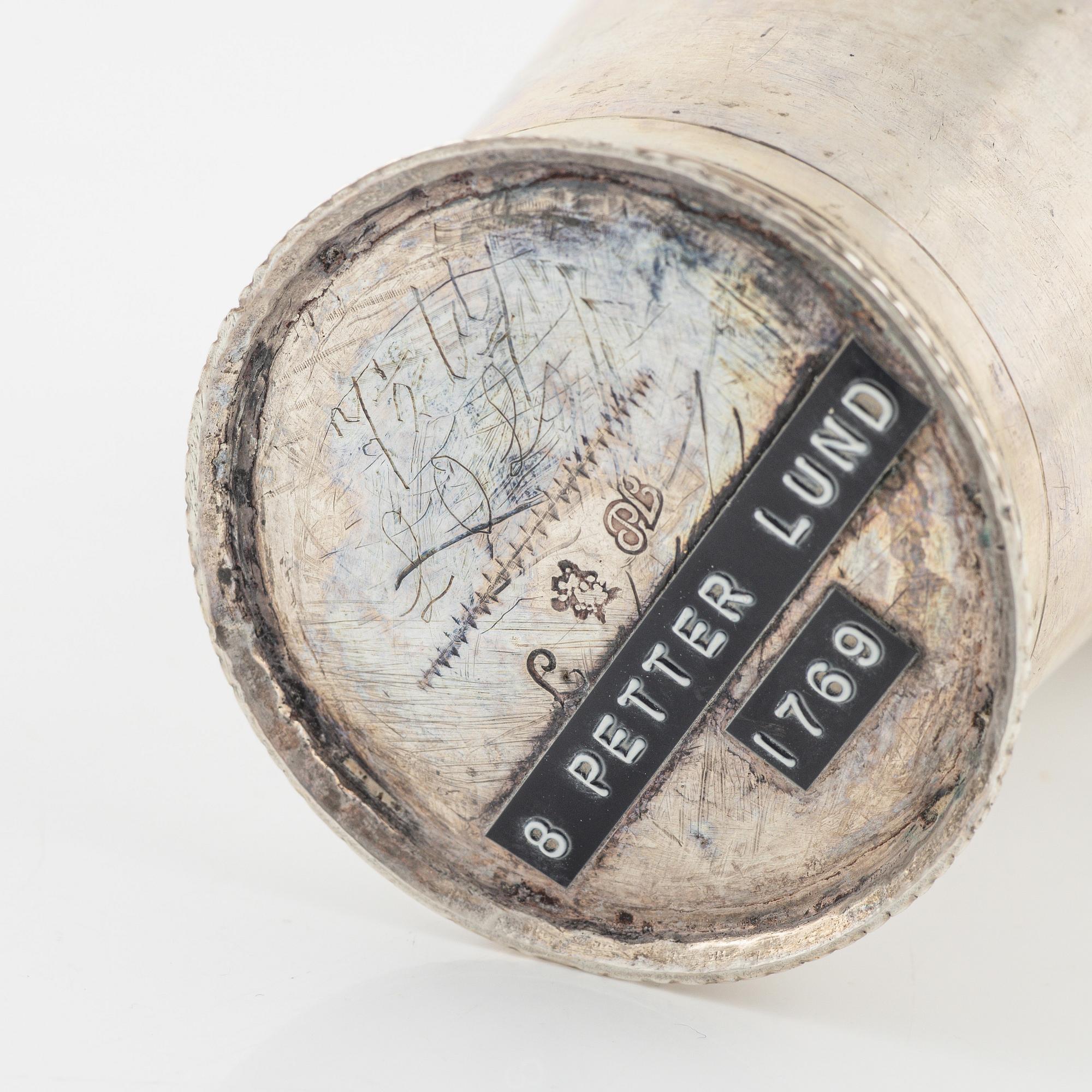 Petter Lund, bägare, silver, Stockholm 1769.