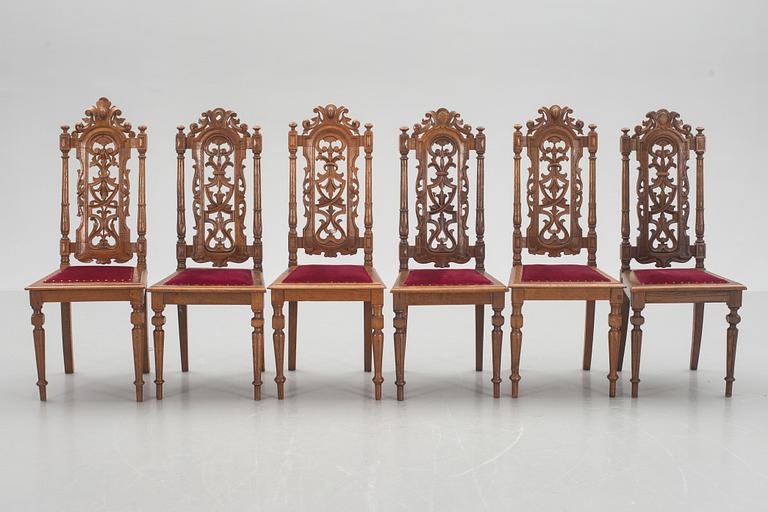 STOLAR, 6 st, nyrenässans, 1800/1900-tal.
