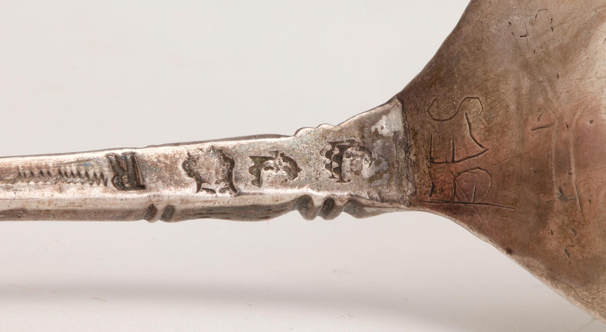 SUPSKED, silver, otydlig mästarstämpel, Stockholm 1705. Vikt ca 41 gram.