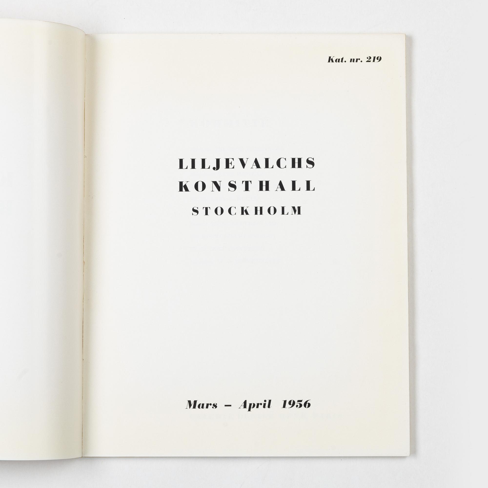 Utställningskatalog, "Konkret Realism, Baertling, Jacobsen, Mortensen", Liljevalchs Konsthall, Stockholm, 1956.
