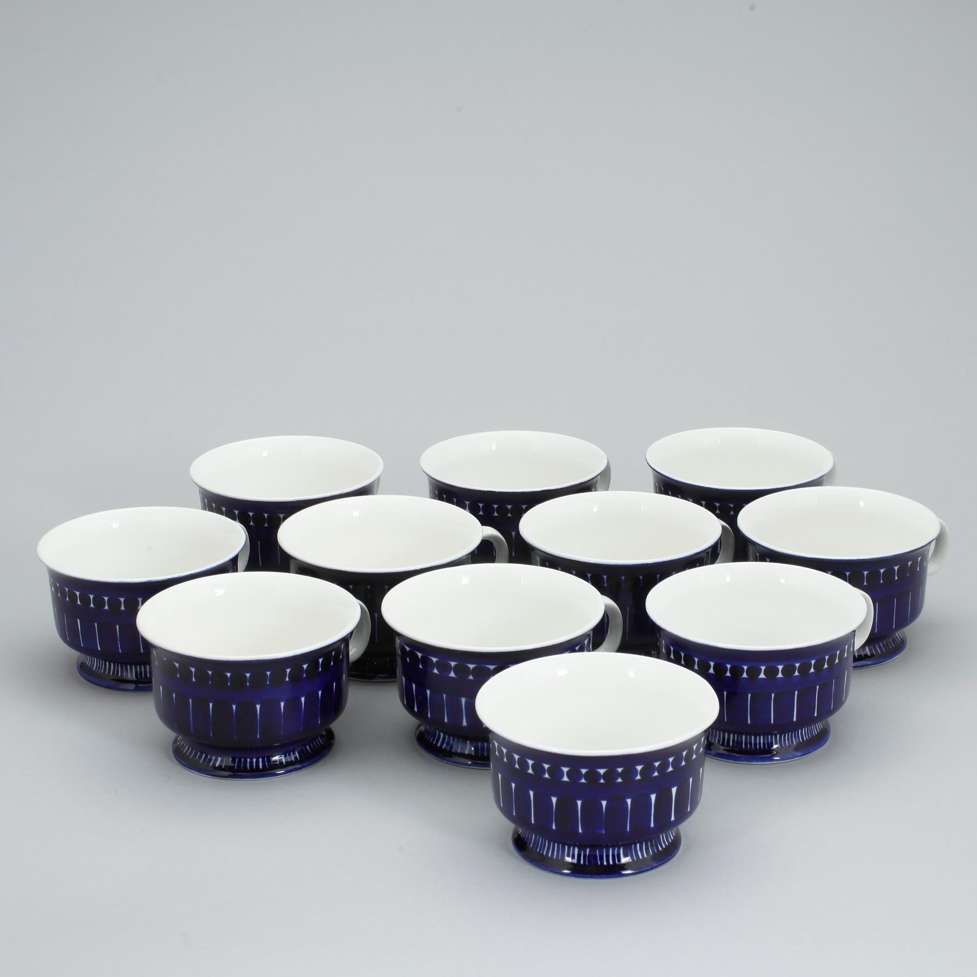 KAFFESERVIS, 22 delar, porslin, "Valencia", Ulla Procopé, Arabia. Formgiven 1960.