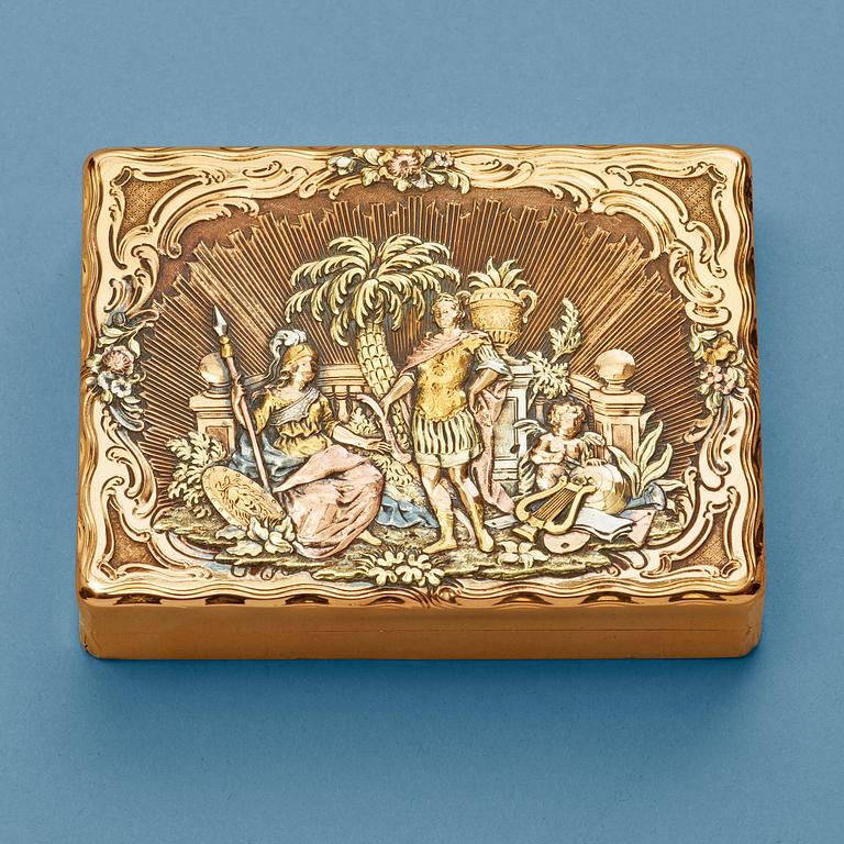 A Swedish 18th century gold box, makers mark of Frantz Bergs, Stockholm 1761.