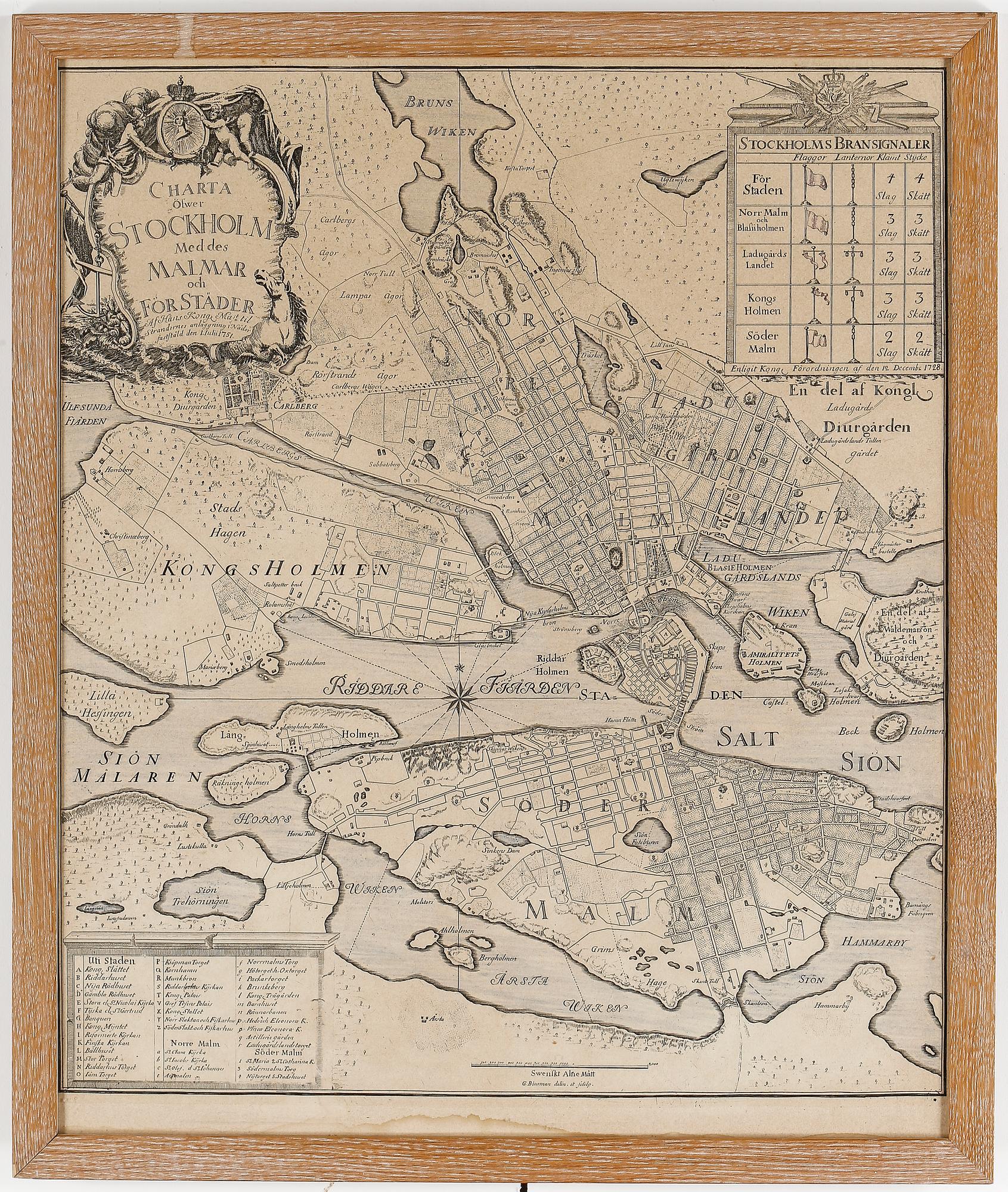 GEORG BIURMAN, karta, gravyr, 1700-tal.