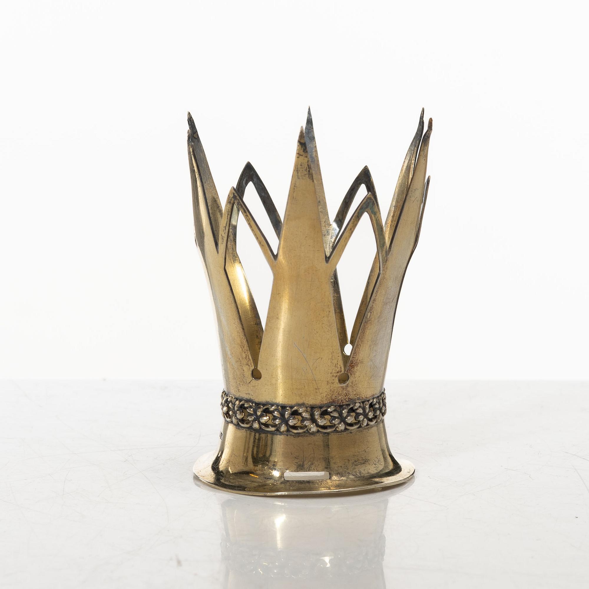 Brudkrona, delvis förgyllt silver, K & EC, Göteborg 1953.