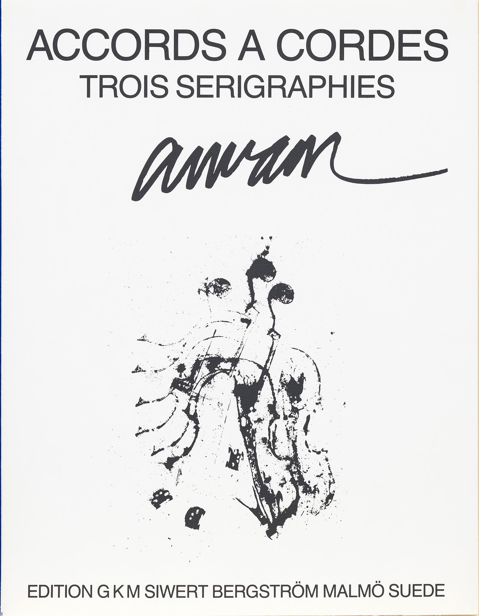 Arman (Armand Pierre Fernandez), Mapp, 2 av 3 blad, "Accords A Cordes" Trois Serigraphies Arman.