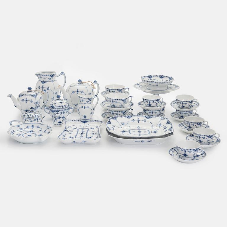 A 51-piece porcelain coffee and tea service, "Musselmalet", Royal Copenhagen, Denmark.