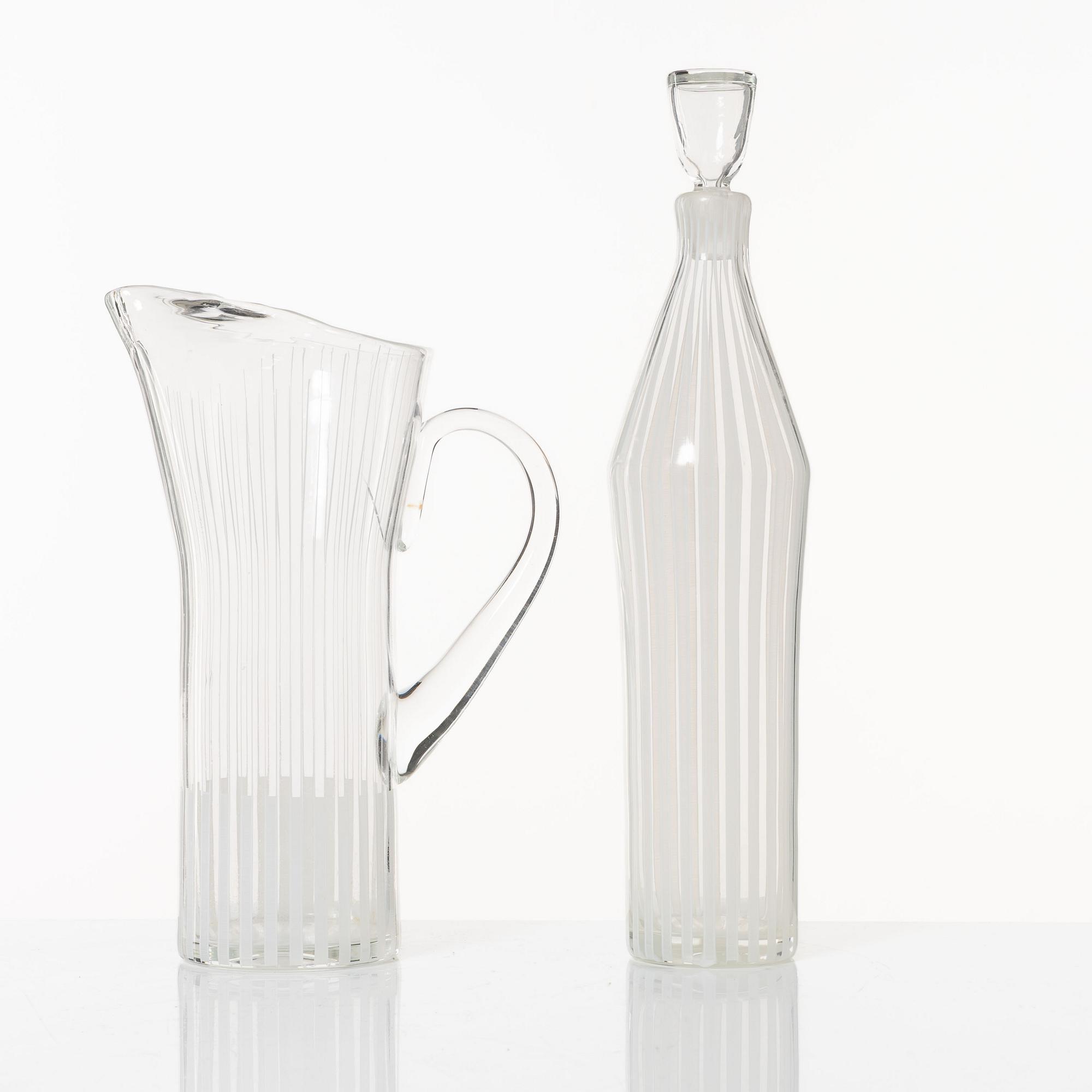 Bengt Orup, glasservis, "Strikt", 75 delar, Johansfors, 1950-tal.