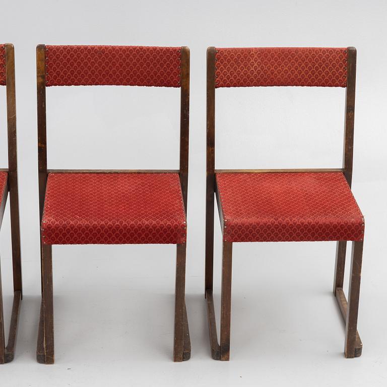 Sven Markelius, Chairs, 4 pcs, so-called "Orchestra Chairs", mid-20th century.