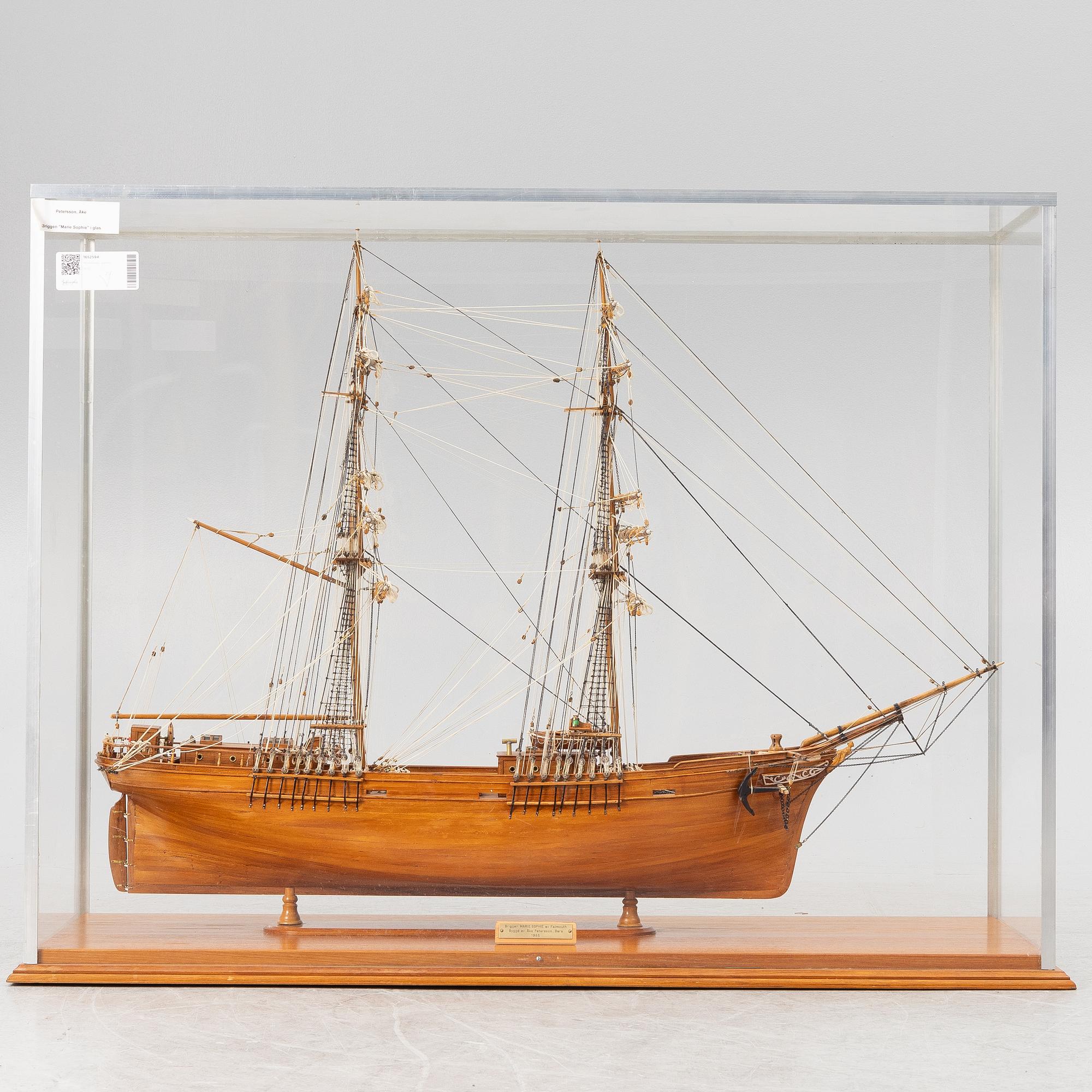 A model of the brig Marie Spophie of Falmouth, by Åke Pettersson, 1958.