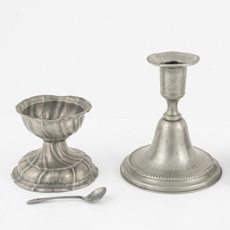 Samling tenn, 8 delar, bl.a. Erik Wikgren, Nyköping (mästare 1805-1846).