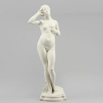SKULPTUR, Parian, "Snöklockan", efter Per Hasselberg, Gustavsberg, daterad 1914.