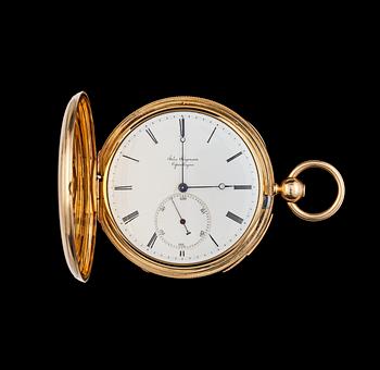 1230. A Jules Jürgensen gold pocket watch, chronograph and repeater. Copenhagen, second half 19th century.