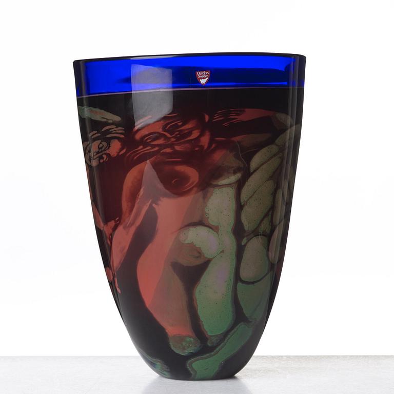 Eva Englund, a "graal" glass vase, Orrefors 1988.