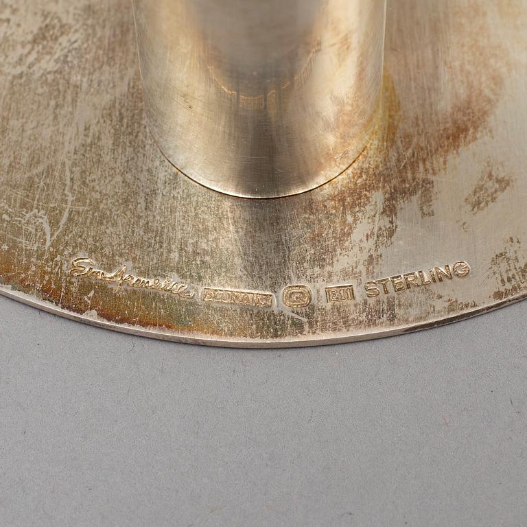 ELON ARENHILL, two silver candlesticks, Malmö 1991 & 2003.