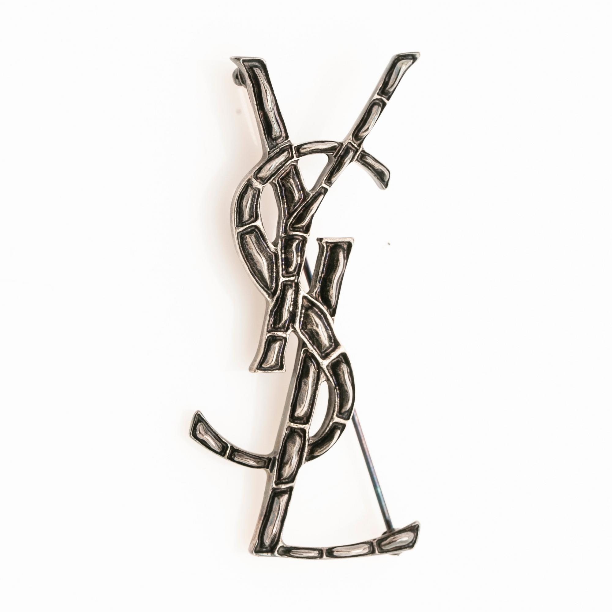 Yves Saint Laurent, Brooch, YSLA opium crocodile in oxidised silver.