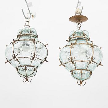 A pair of ceiling lamps, mid 20th Century.