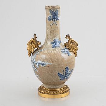 A porcelain and bronze vase, Japan and France late 19th Century.