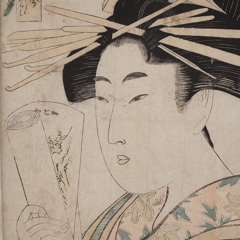 UTAMARO KITAGAWA (c.1753-1806), färgträsnitt. Japan, 1801.