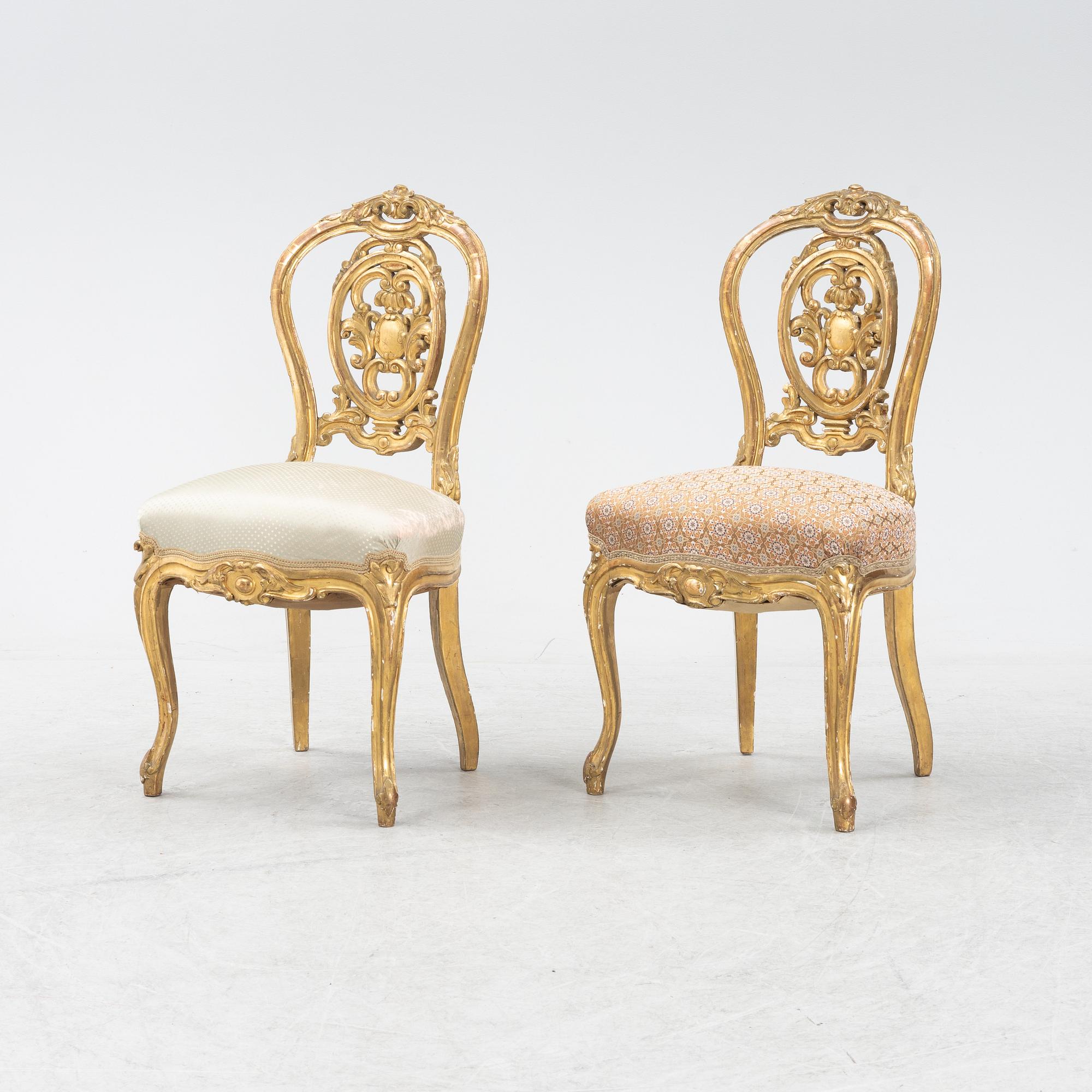 Stolar, ett par, nyrokoko, 1800-talets andra hälft.