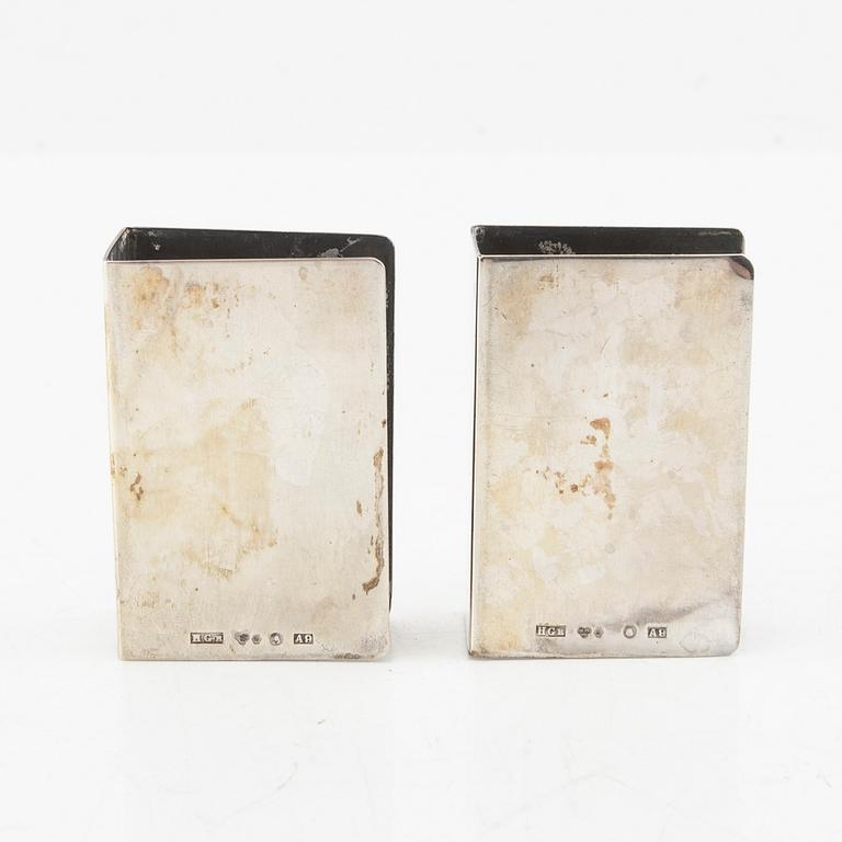 A set of 15 silver matchbox holders mark of H Grun Stockholm 1951, weight 234 grams.
