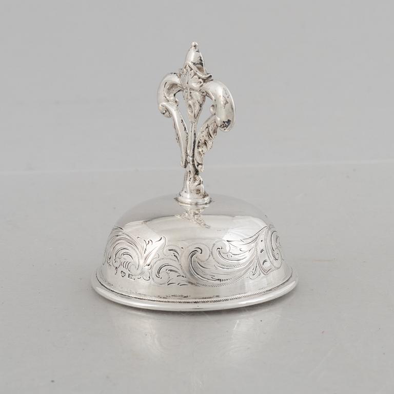 A Swedish silver table bell, mark of Christopher Creutz, Stockholm 1857.