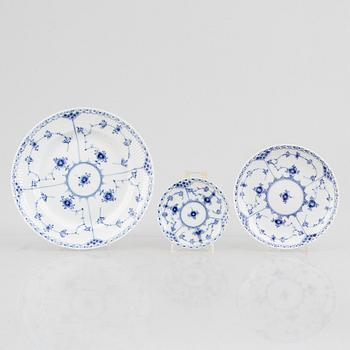 Royal Copenhagen, 24 pieces of half-lace "Musselmalet" , Denmark.