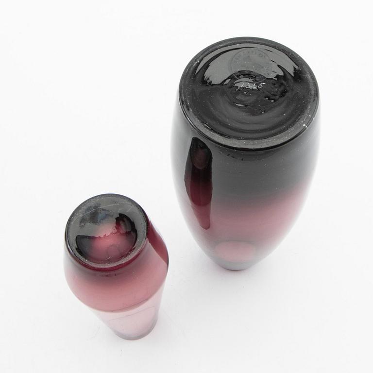 Tamara Aladin, vases, 5 pcs, glass, Riihimäen Lasi, Finland, 1960s/70s.