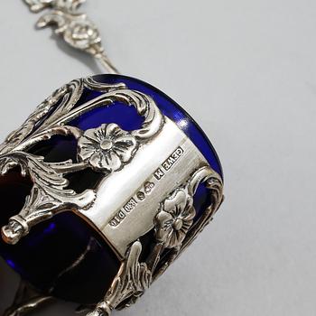 PARTI SILVER, 5 delar, Sverige, 1900-talets andra hälft, vikt exklusive glas 136 gram.