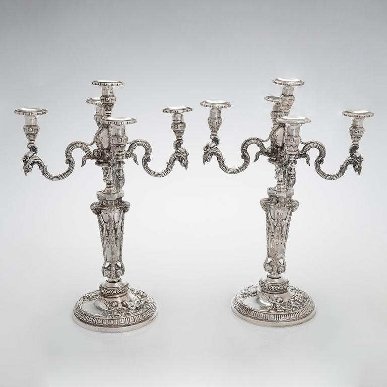 Christian Hammer, kandelabrar, ett par, silver, Stockholm 1854-1863.