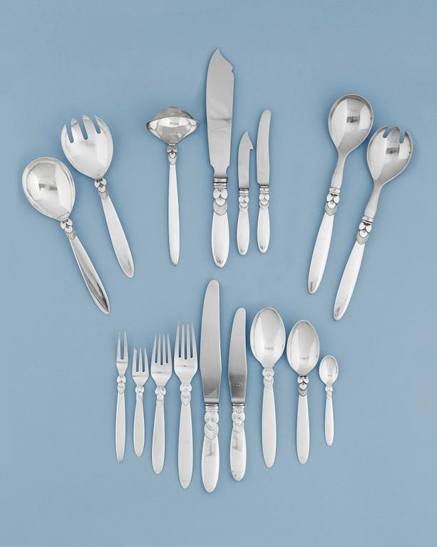 A GUNDORPH ALBERTUS set of 108 pieces of "Cactus" flatware, Georg Jensen 1933-77.