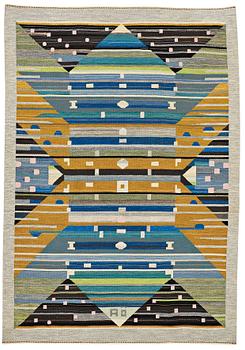 223. Agda Österberg, A CARPET, "Matta 232" or a variant of it, flat weave, ca 355,5 x 245,5 cm, signed AÖ woven and.