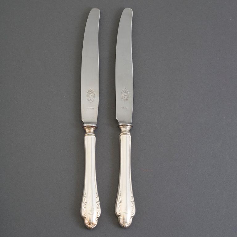 12 silver knives, model 'Haga', mid 20th century.