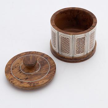 A birch and rein deer horn box by Bertil Fällman, signed and dated 1997.