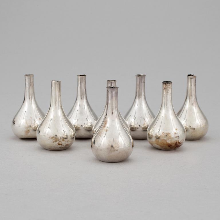 FOUR PAIRS OF PLATE CANDLESTICKS by J H Quistgaard, Dansk Designs, Denmark, 1960's.