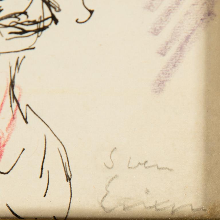 Sven X:et Erixson, mixed media, signed and dated -54.