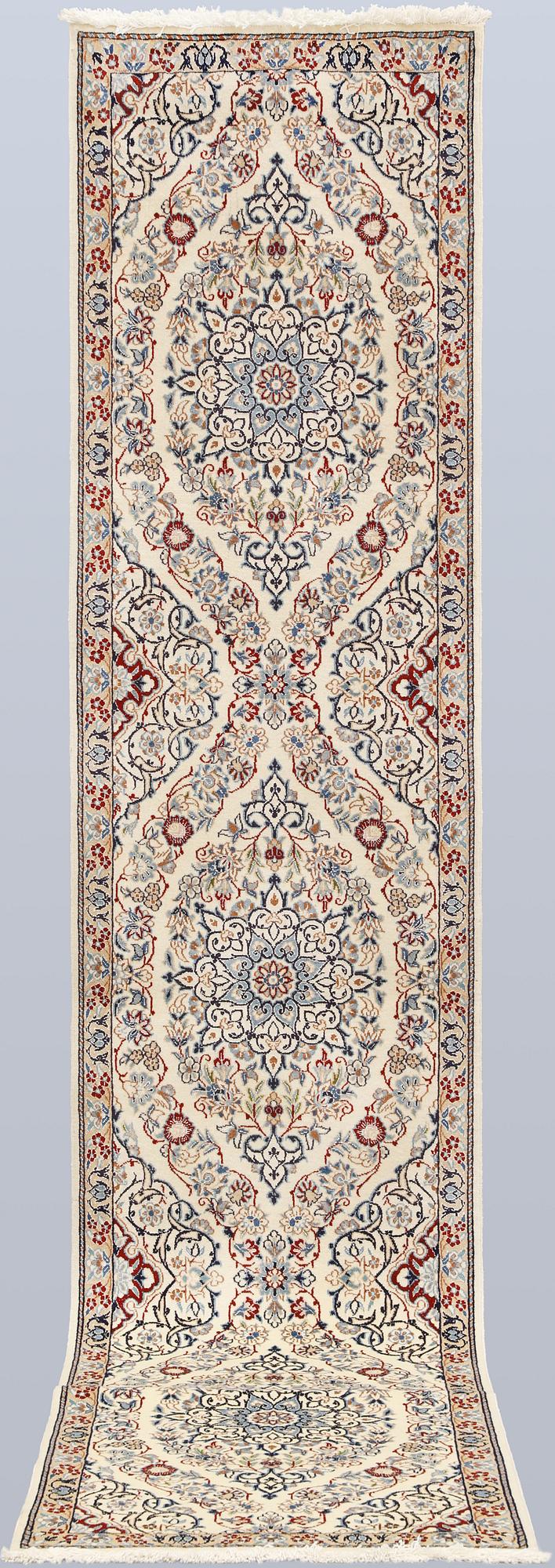 Gallery carpet, Nain, part silk, so-called 9LAA, ca  287 x 60 cm.