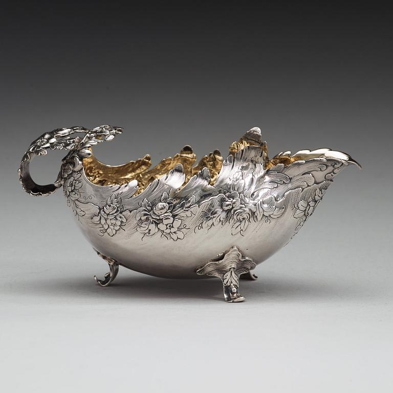 A Swedish 18th century parcel-gilt cream-jug, mark of Johan Bergengren, Kristianstad 1764.